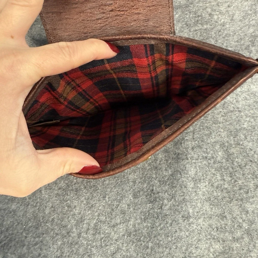 WILL LEATHER GOODS Brown Leather Black Canvas‎ iPad Mini Kindle Case Pouch USA